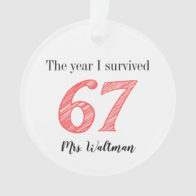 Teacher 67 Funny Meme Name Gift Ornament (Front)