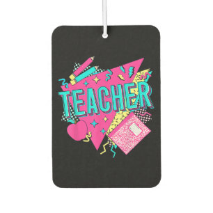 Teacher 90s Retro Colourful Teacher Back To School Car Air Freshener
