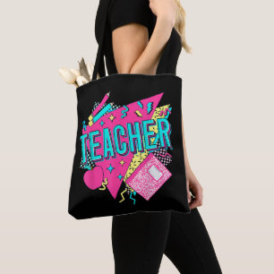 Teacher 90s Retro Colourful Teacher Back To School Tote Bag
