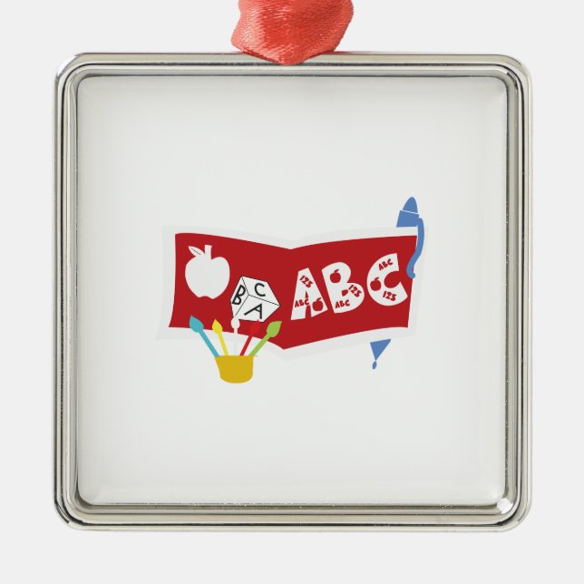 Teacher ABC Metal Ornament (Front)