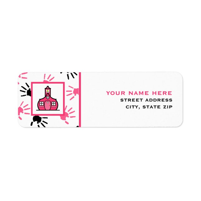 Teacher Address Label - Handprints Return Address Label (Front)