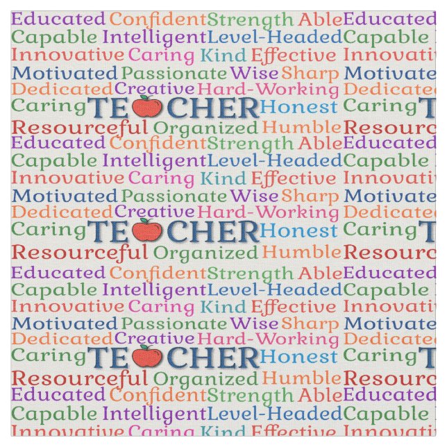 Teacher Adjectives  Fabric (Close Up)