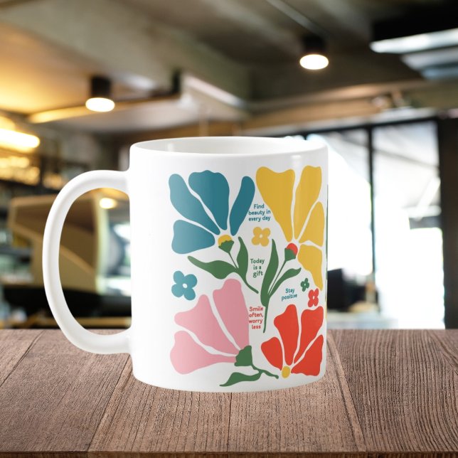 Teacher Affirmation Gift, Abstract Floral Educator Coffee Mug (Creator Uploaded)