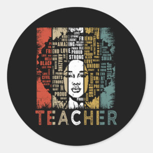 Teacher Afro African American Women Black History Classic Round Sticker
