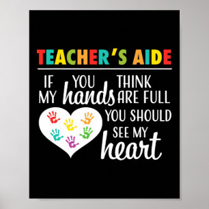 Teacher Aide Appreciation Cute Heart Tee For Women Poster