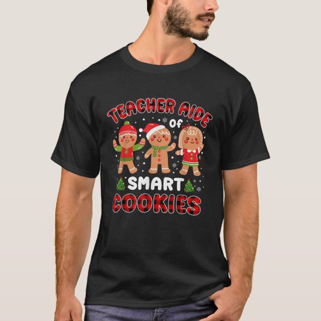 Teacher Aide Of Smart Cookies Buffalo Plaid Funny  T-Shirt (Front)
