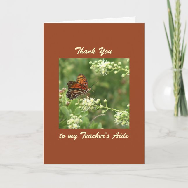 Teacher Aide Thank You Butterfly Greeting Card (Front)