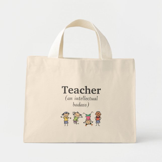 Teacher an Intellectual Badass Inspirational Quote Mini Tote Bag (Front)