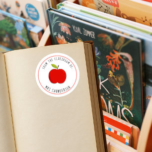 Teacher Apple Bookplate Sticker This Book Belong