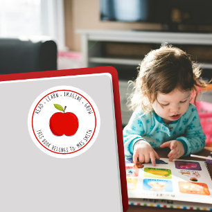 Teacher Apple Bookplate Sticker This Book Belong