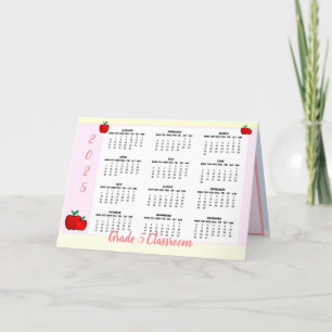 Teacher Apple Calendar 2025 Folded Card
