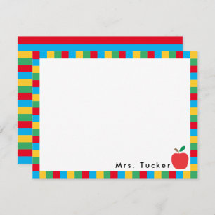 Teacher  Apple & Colourful Blocks Cute Stationery Card