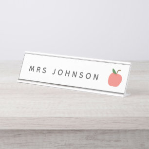 Teacher Apple Cute Modern Graphic Fruit Class Desk Name Plate