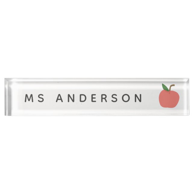 Teacher Apple | Cute Modern Graphic Fruit Class Nameplate (Front)