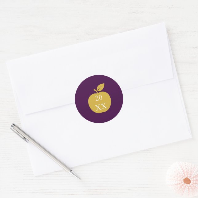 Teacher Apple Graduation Classic Round Sticker (Envelope)