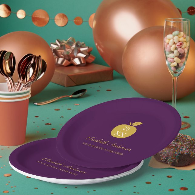Teacher Apple Graduation Paper Plate (Multi)