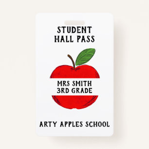 Teacher Apple Hall Pass or Bathroom pass ID Badge