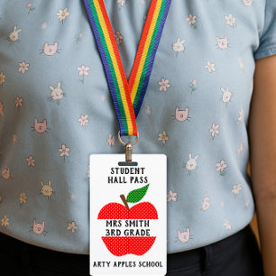 Teacher Apple Hall Pass or Bathroom pass ID Badge
