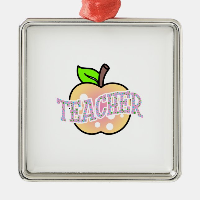 Teacher Apple Metal Ornament (Front)