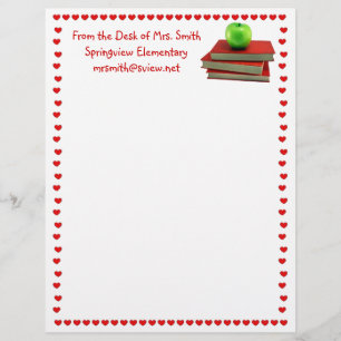 Teacher Apple on Books Letterhead