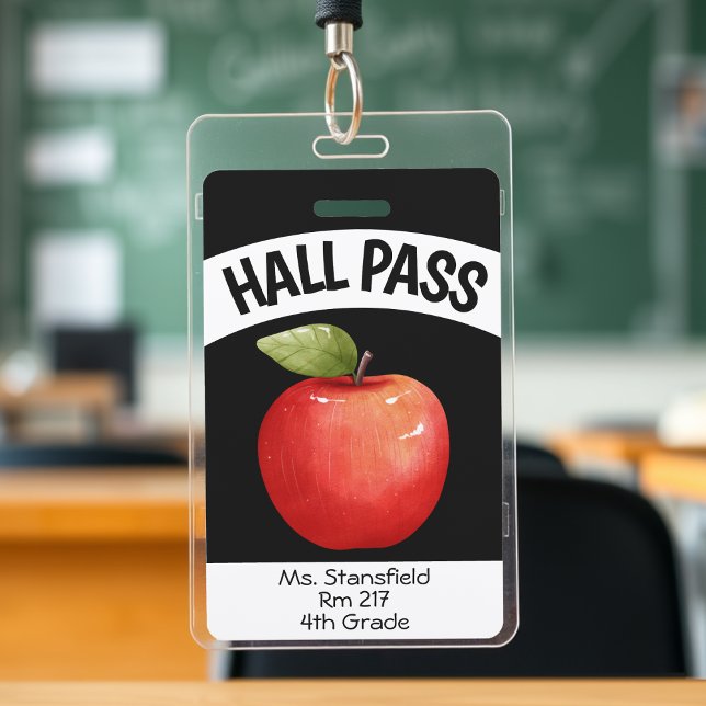 Teacher Apple Student Class Bathroom Hall Pass ID Badge (Teacher Apple Student Class Bathroom Hall Pass Badge
)