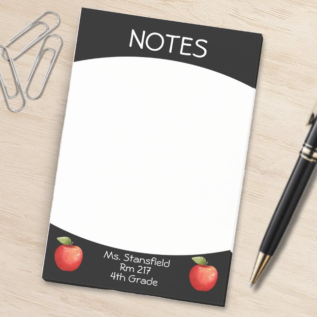 Teacher Apple Student Class Elementary School Post-it Notes (black and white teacher apple sticky notes)