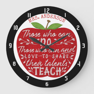 Teacher Apple Those Who Can Teach Custom Name Large Clock