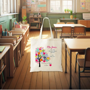 Teacher apple tree thank you gift tote bag
