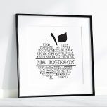 Teacher Apple Typography II Black and White  Poster<br><div class="desc">Your teacher will appreciate this black-and-white typography apple that features words describing her qualities, such as inspiring, kind, gentle, thoughtful, and caring. You can make the design more personal by adding her name in the centre, turning it into a meaningful keepsake. This makes a perfect gift idea for "Teacher Appreciation...</div>
