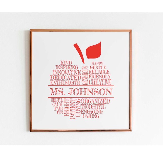 Teacher Apple Typography with Teacher's Name  Poster (Creator Uploaded)
