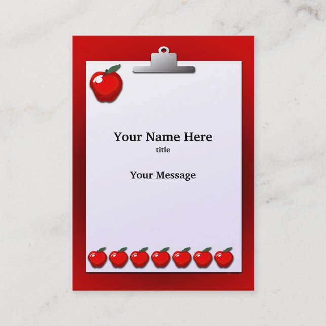 Teacher Apples Chubby Business Card (Front)