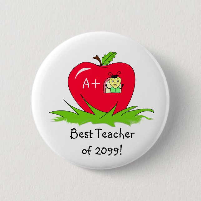 Teacher Appreciation Apple For Best Teacher 6 Cm Round Badge (Front)