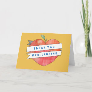 Teacher Appreciation Apple Heart Thank You Card
