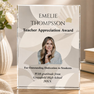 Teacher Appreciation Award Elegant Neutral Photo Block