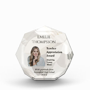 Teacher Appreciation Award Elegant Neutral Photo Block