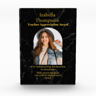 Teacher Appreciation Award Elegant Photo gold  Block