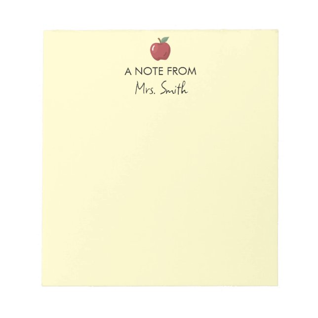 Teacher Appreciation Back to School Supplies Apple Notepad (Front)