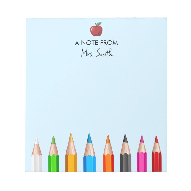 Teacher Appreciation Back to School Supplies Apple Notepad (Front)