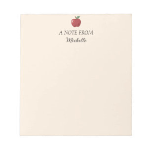 Teacher Appreciation Back to School Supplies Apple Notepad