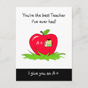 Teacher Appreciation Best Teacher Bug In Apple Postcard