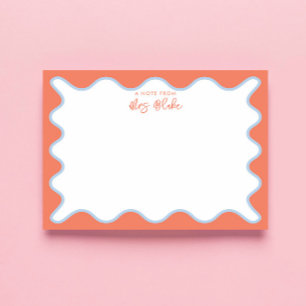 Teacher Appreciation Blue Peach Wavy Notepad