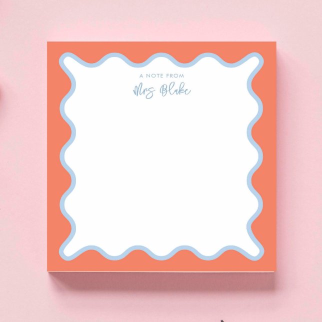 Teacher Appreciation Blue peach Wavy Notepad (Creator Uploaded)