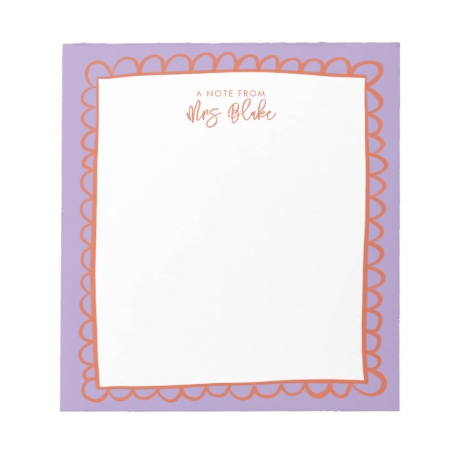 Teacher Appreciation Bold Color Border Notepad (Front)