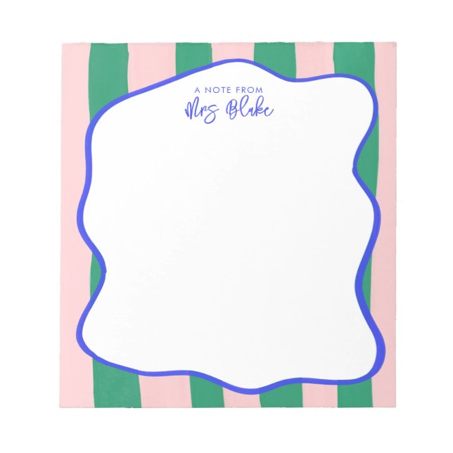 Teacher Appreciation Bold Colour Border Notepad (Front)