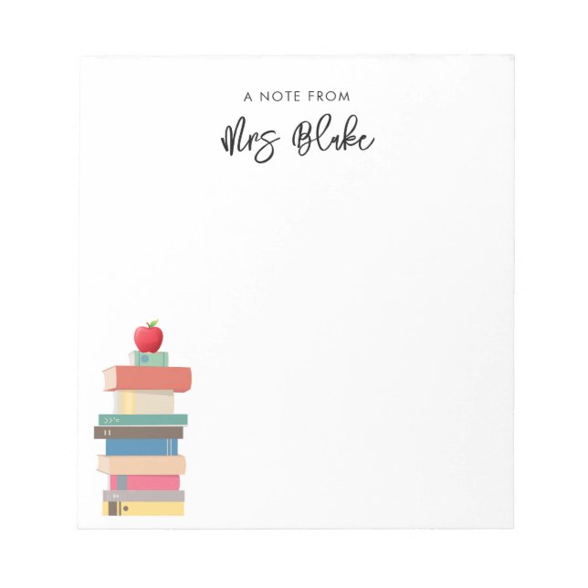 Teacher Appreciation Books Apple Notepad (Front)