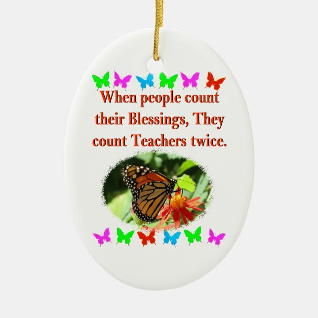 TEACHER APPRECIATION BUTTERFLY DESIGN CERAMIC TREE DECORATION (Front)