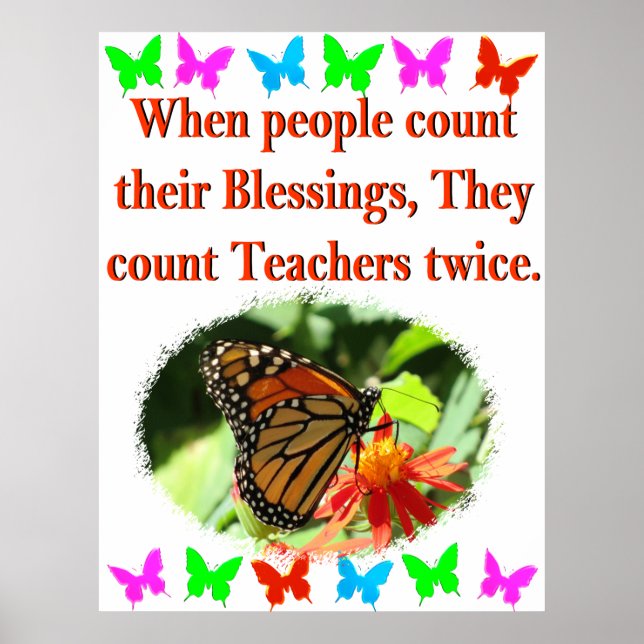 TEACHER APPRECIATION BUTTERFLY DESIGN POSTER (Front)