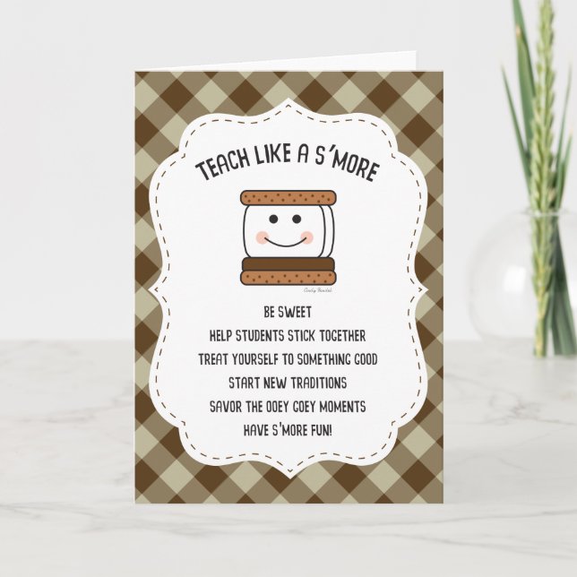 Teacher Appreciation Camping Classroom Theme Smore Card (Front)