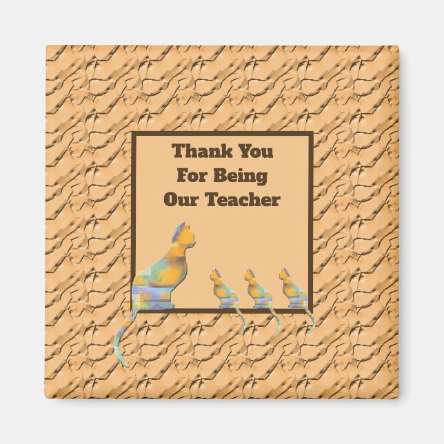 Teacher Appreciation Cat Lover Elementary Thanks Magnet (Front)