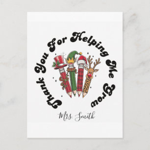Teacher Appreciation Christmas  Holiday Postcard